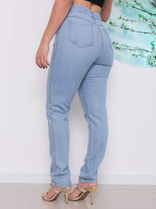 Women Jeans - 藍白色 - 查看 3