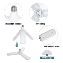 Lâmpada Bulbo LED Pétalas 45W Dobrável Ajustável Multi-Ângulos Luminária Fan Blade de 3 Folhas/Pás E27 Bivolt - Branco - Visão 5