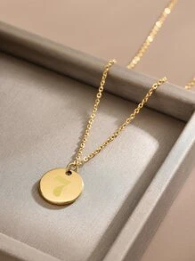 不锈钢 18k 镀金镜面圆形心形吊坠项链，银色，长度 450mm+50mm，不褪色，情人节、妈妈、母亲、母亲节、礼物 - 銀色 - 查看 8