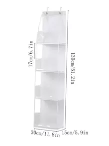1 Peça 130Cm Comprido 4 Compartimentos Dobrável Saco De Armazenamento Suspenso , Branco Com 2 Ganchos , Montado Na Parede Gabinete Ou Porta Voltar Armazenar Prateleira , Terno Para Lanches , Brinquedos E Roupas Armazenar Em Cozinha E Banheiro - Branco - Ver 2