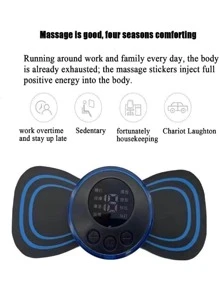 Mini Masajeador mariposa de Cuello, Almohadilla de Masaje para Aliviar la Presión, Masajeador Recargable de Frecuencia Ajustable 8 Modos - Negro - Ver 5