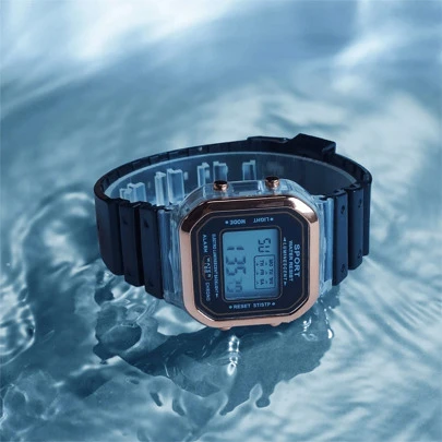 1 Pieza Reloj De Pulsera Impermeable Unisex Con Correa De Silicona Y Luz Led Para Estudiantes, Deportes Y Uso Informal. Reloj Electrónico Multifuncional Con Cronómetro, Despertador Y Calendario