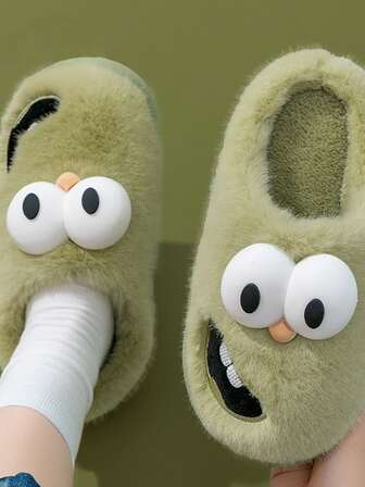 卡通狗設計濃烈香調和柔軟的長毛絨拖鞋適合女士,秋天和冬天,防滑,情侶最喜歡