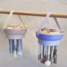 Xô rửa đa năng có móc treo cọ, thích hợp dùng làm giá đựng cọ trang điểm trên bàn làm việc, giá phơi khô bông trang điểm, cọ và dụng cụ vệ sinh, quà tặng kèm theo. - Màu be - Xem 4