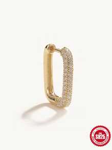 1入組方晶鋯石裝飾銀圓耳環適合女士新娘婚禮精細首飾類 - 金色 - 查看 3