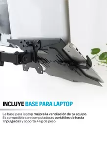 Redlemon Adjustable Monitor And Laptop Stand For Desktop, Articulating Monitor Arm With Laptop Base, Base For Computer And Screen, Ideal For Office, Gamer Desk And Office - Black - View 5