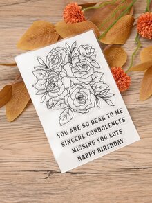 1 pieza Ramo de flores patrón Sello , DIY dibujo ayuda Herramienta Modelo - transparente - Ver 1