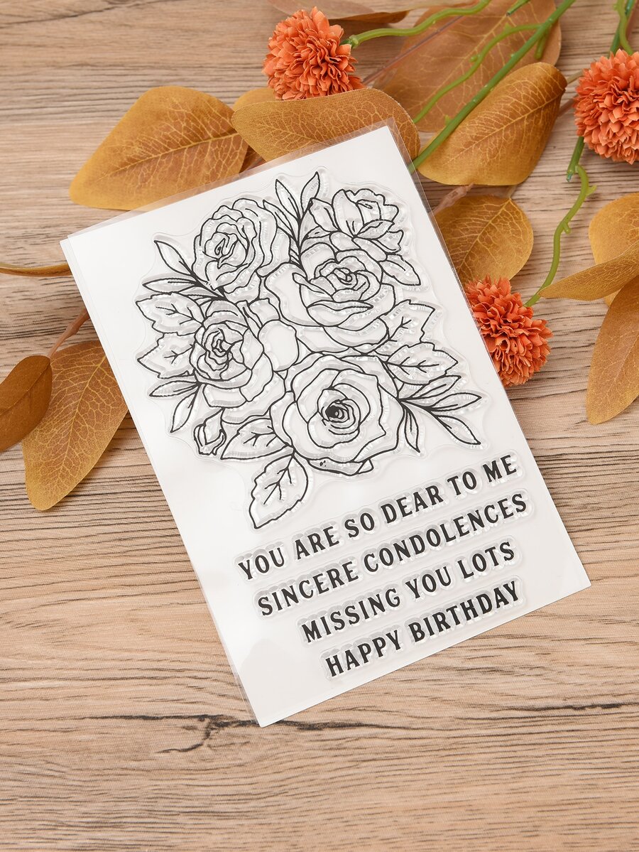 1 pieza Ramo de flores patrón Sello , DIY dibujo ayuda Herramienta Modelo - transparente - Ver 1