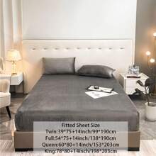 1 tấm ga trải giường vừa vặn, vỏ giường vải nỉ mềm mại và thoải mái, tấm bảo vệ nệm dày cho phòng ngủ và phòng khách, chỉ có ga trải giường vừa vặn, không bao gồm vỏ gối - Màu xám đen - Xem 2