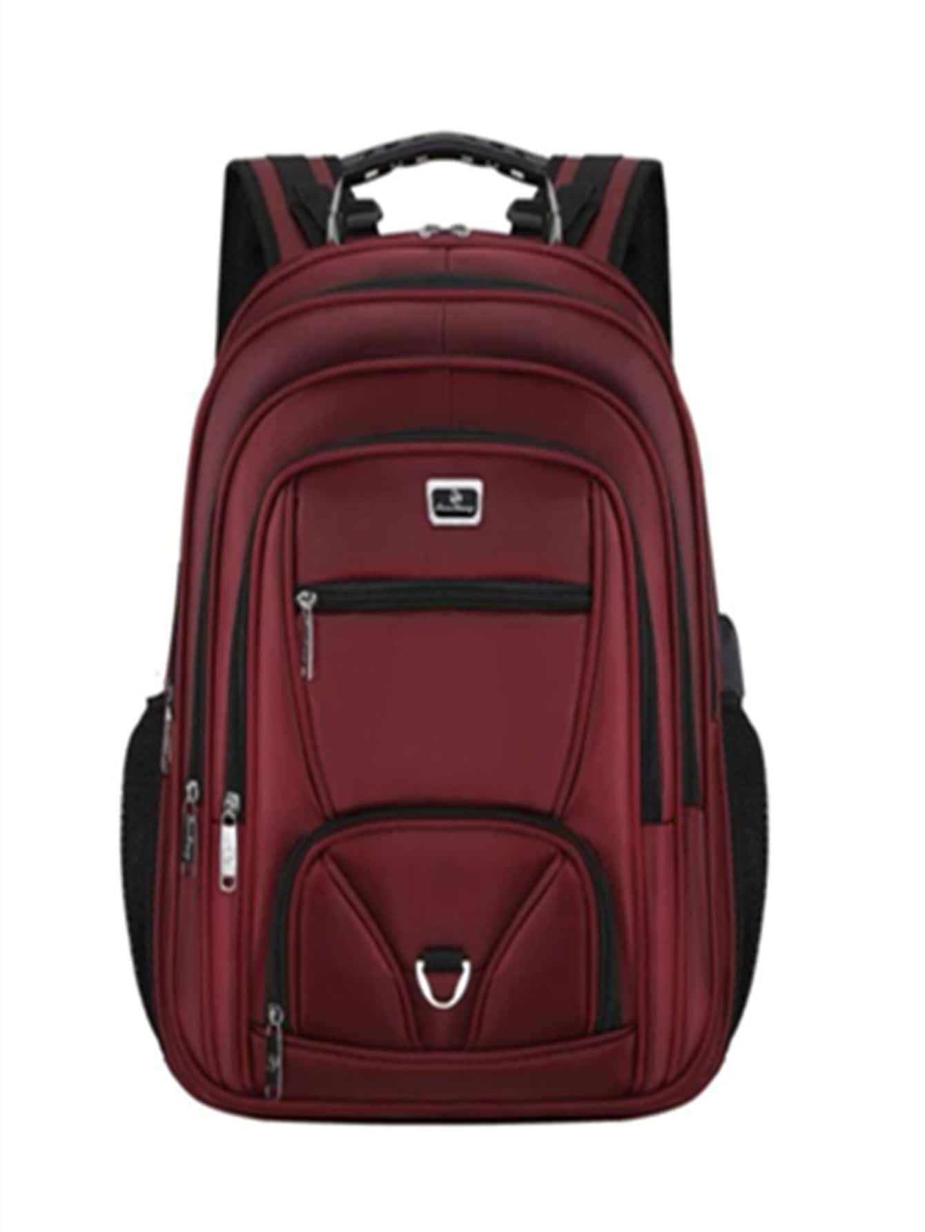 Mochila Escolar Resistente Bem Espaçosa Faculdade Trabalho Viagem Cadeado Antifurto Cabo De Aco Com Fone Usb - Vinho - Visão 1
