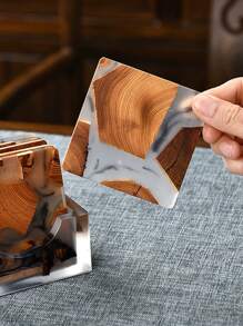 1入組木紋杯墊 - 彩色 - 查看 9