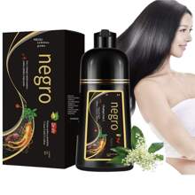 Tinte para el Cabello Color Negro con Ginseng 3 en 1 500ml. Shampoo+Color+Acondicionador. Suaviza/Vitamina/Fortalece - RF24-8  Tinte 3 en 1 NEGRO - Ver 2