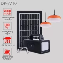 Kit Bateria Portátil Painel Solar 2 Lâmpadas Led 2usb - Preto - Visão 4