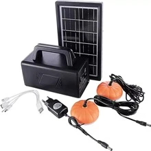 Kit Bateria Portátil Painel Solar 2 Lâmpadas Led 2usb - Preto - Visão 7