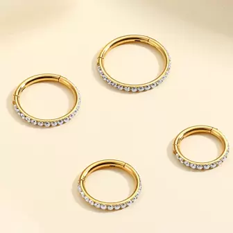 Joia de Corpo de Argola de Ouro de Aço Cirúrgico 316L 16G 6mm 8mm 10mm 12mm - Clicker articulado hipoalergênico para Septo, Cartilagem, Concha, Hélice, Rook, Tragus, Daith, Presente para Mulheres e Homens.
