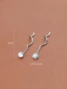 1對女士流蘇耳環，簡約優雅設計，配以奢華水晶和波浪耳環假耳針，適用於假期 - 白色 - 查看 4