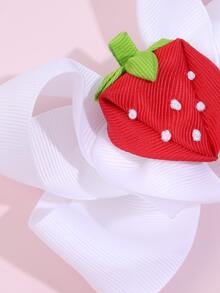 1入組白色草莓形狀蝴蝶結髮夾 - 彩色 - 查看 2