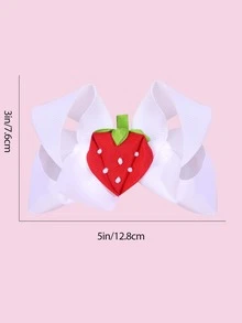 1入組白色草莓形狀蝴蝶結髮夾 - 彩色 - 查看 4
