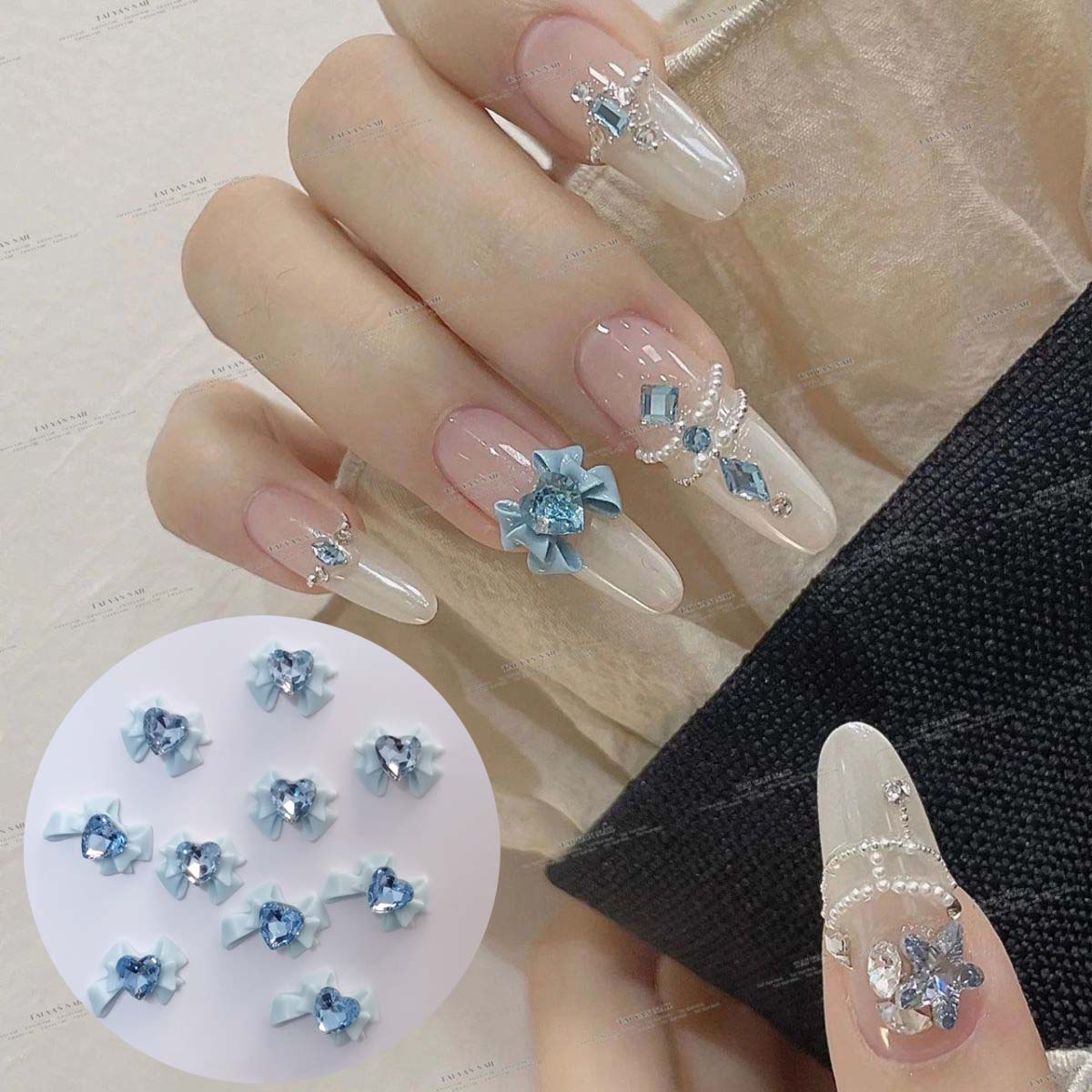 10pcs Blue Butterfly Nail Art Decoration Set - Blue - View 1