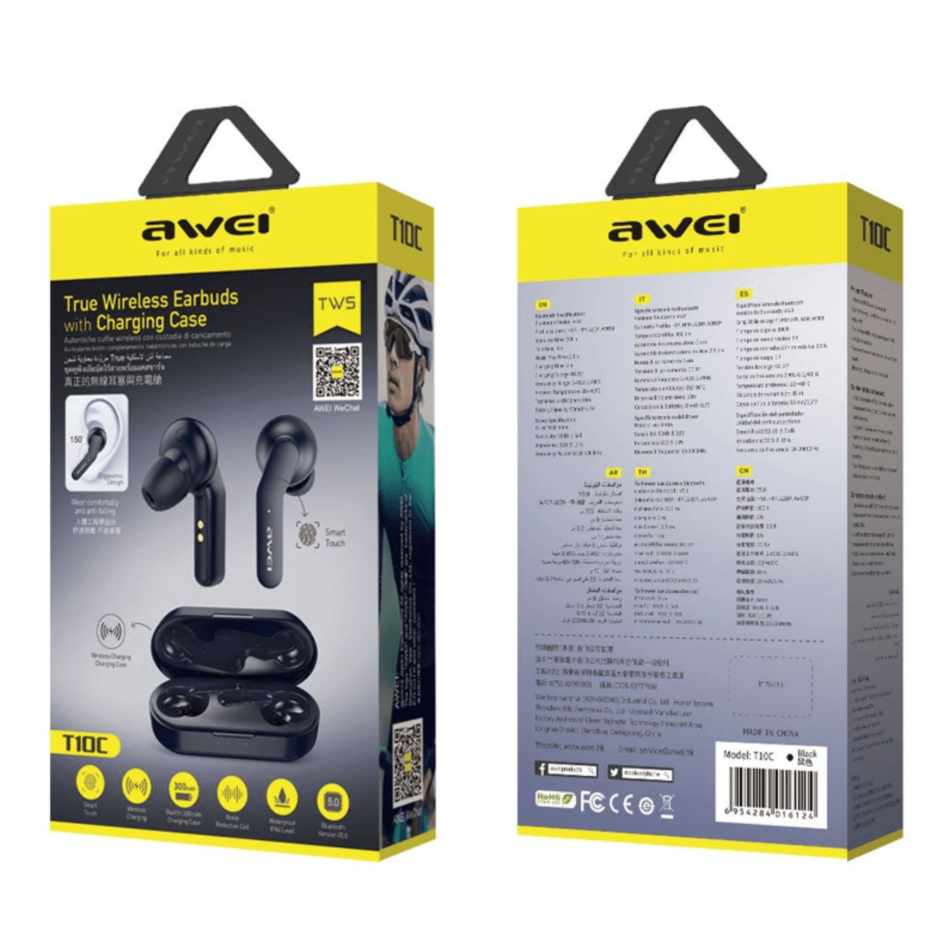 Awei T10c Fone Ouvido Bluetooth 5.0 Ipx4 - Preto - Visão 1