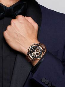 VA VA VOOM 1 Peça Relógio de Quartzo Masculino Estilo Esportivo Preto e Dourado Rosa e Prata 46mm Mostrador Grande Homem Relógio Movimento Original Casual Moda Estilo Militar Presente de Casal Série de Corrida Relógio para Homens