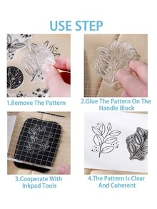 1 pieza Ramo de flores patrón Sello , DIY dibujo ayuda Herramienta Modelo - transparente - Ver 8
