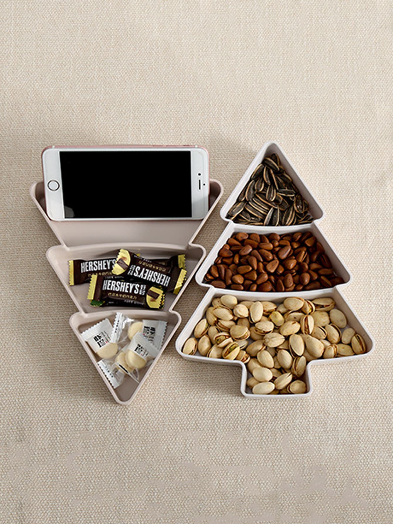 1pc Snack Plate With TreeShaped Dividers, MultiFunctional Candy