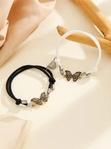 ATLVXJL 2件套情侣夜光蝴蝶爱心装饰手链，情人节礼物，夜光情侣礼物 - 彩色 - 查看 9