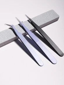 指甲修護工具不鏽鋼尖頭鑷子,多功能鑷子用於取出鑽孔鑷子,美甲用品 - 彩色 - 查看 3