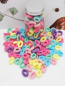 100入組公主風彈性頭髮帶,高彈性耐用,日常使用不易留下痕跡 - 彩色 - 查看 3