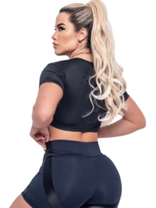 Women Sports Tees & Tanks - 黑色 - 查看 2