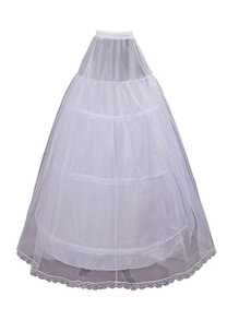 1 件女士新娘衬裙，带 3 个钢环、1 层薄纱和蕾丝下摆 - 白色 - 查看 2