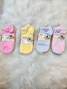 Kit6 e 12 Pares Meia Garota e Juvenil 31-34 Cano Curto Varios Modelos Aleatoria - Rosa chiclete - Visão 1