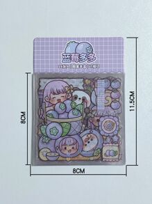 1袋含18張可愛藍莓水果貼紙,pet材質防水黏貼貼紙可用於手帳、水瓶、筆記本裝飾,diy手工藝品。是孩子生日禮物的理想選擇。 - 黑色 - 查看 3