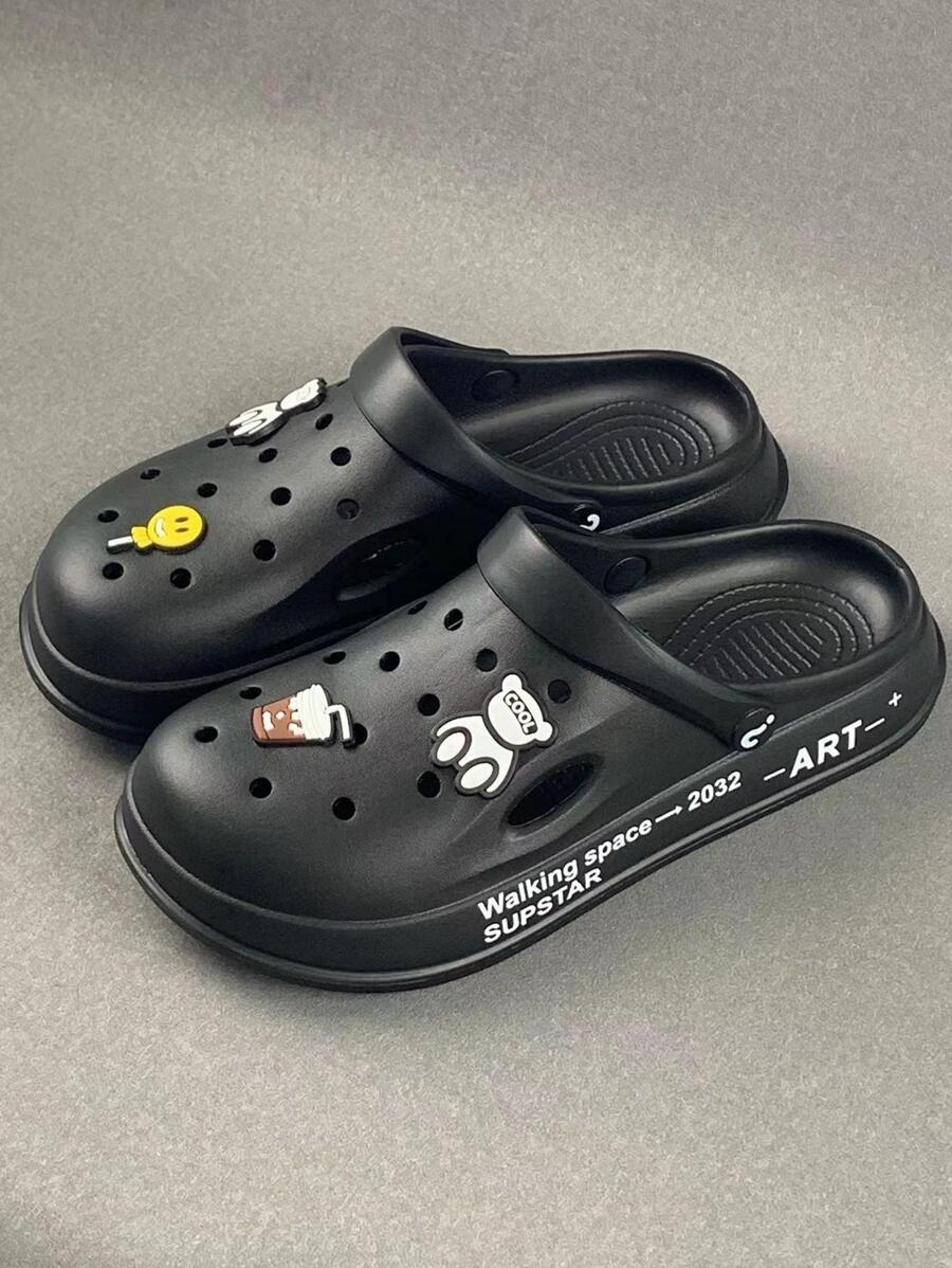 1 Pair Black Clog For Daily For Woman - Black - View 1