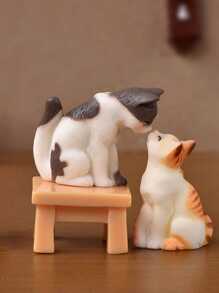 1 pieza Artesanía de resina con diseño realista de gato, paisaje miniatura creativo, gato de dibujos animados lindo, mejor regalo de simulación de animal