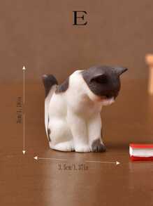1 pieza Artesanía de resina con diseño realista de gato, paisaje miniatura creativo, gato de dibujos animados lindo, mejor regalo de simulación de animal