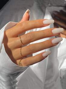 Upgrade Your Look With 24pcs/Set Long Square Nude, Light & Minimalist False Nails For Party, Dance, Daily Wear Press On Nails Nail Supplies - Beige - View 1