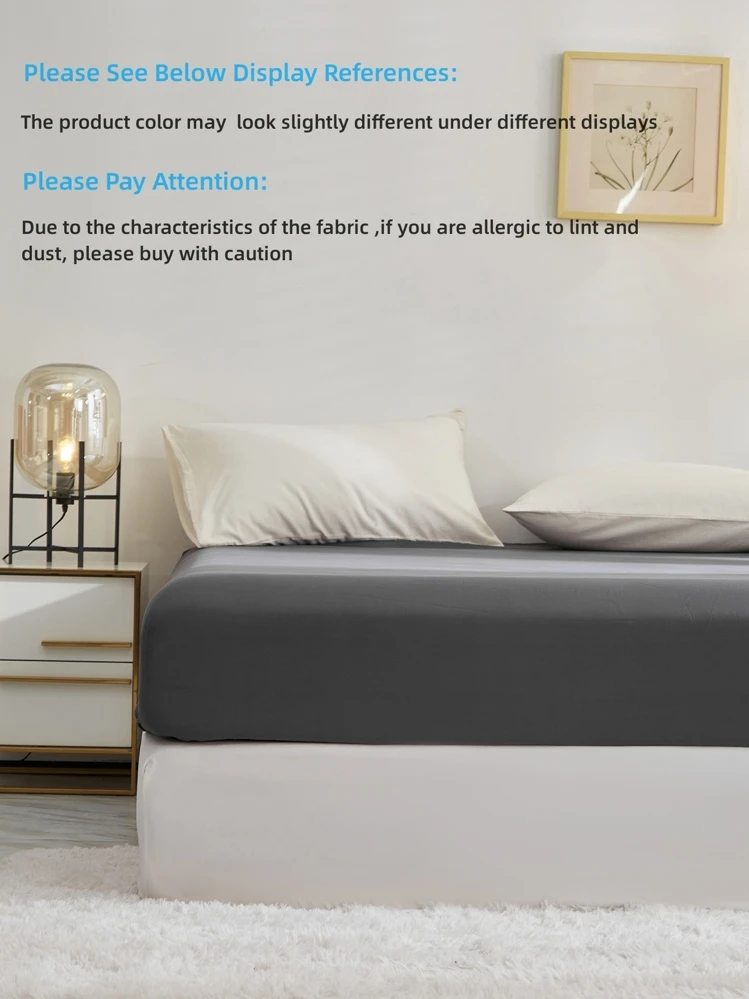 1pc Brushed Solid Color Fitted Sheet, Soft Bedding Supplies, Blanket For Bedroom - Grey - View 5