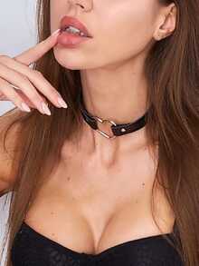 1 chiếc vòng cổ choker nữ có hình trái tim bằng kim loại, phụ kiện thời trang phong cách Gothic, thích hợp để đeo hàng ngày trong lễ Halloween - màu đen - Xem 4