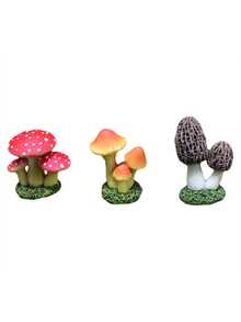 3入組創意青苔微景觀蘑菇飾品,適用於多肉植物盆栽裝飾diy園藝樹脂工藝品 - 彩色 - 查看 2