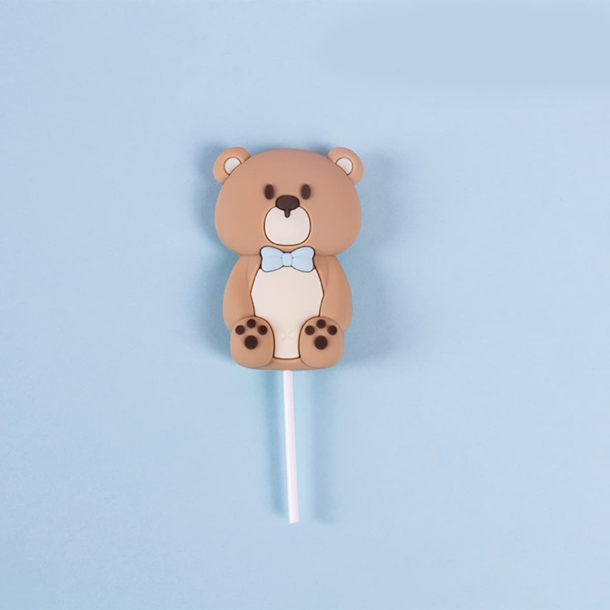 1 件熱氣球和泰迪熊形狀矽膠娃娃蛋糕裝飾,粉紅色和藍色泰迪熊帶蝴蝶結蛋糕裝飾,適合嬰兒送禮會