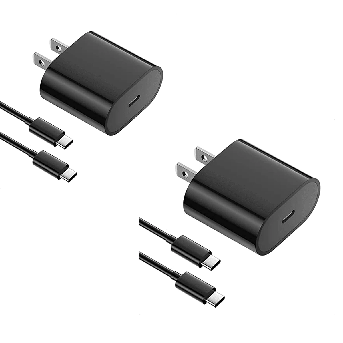 2pcs Black Charger + Data Cable Set