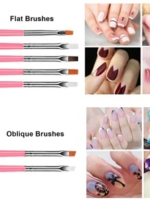 20 件套指甲刷套装专业美甲用品适用于丙烯酸 UV 凝胶描点美甲设计工具化妆配件美甲装饰刷 DIY - 彩色 - 查看 4