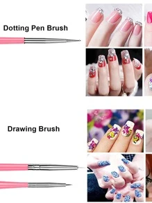 20 件套指甲刷套装专业美甲用品适用于丙烯酸 UV 凝胶描点美甲设计工具化妆配件美甲装饰刷 DIY - 彩色 - 查看 3