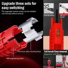 1pc RV Faucet Sink Installation Tool, Car Multifunction Reporter Heavy Duty Aluminum Plastic Sink Plumbing Tool Red Portable RV Bathroom - Red - View 5