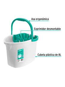 Cubeta plástica con exprimidor capacidad de 8L - Blanco - Ver 2