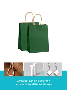 10pcs Kraft Paper Bags Rectangular Gift Bag With Handles Colorful Candy-colored Shopping Bags - Dark Green - View 5