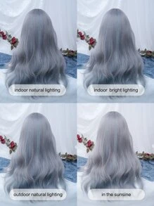 alicegarden 1 件合成耐热长自然波浪多色假发，带刘海，26 英寸长，全机织日常自然逼真假发 - 彩色 - 查看 7