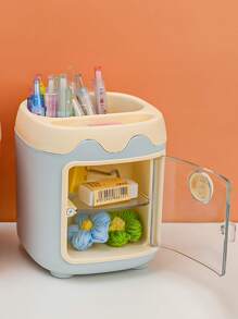 1 pièce Porte-crayon compartimenté multi-usages en forme de cochon créatif et mignon pour les étudiants, avec des autocollants aléatoires. Retour à l'école, trousse à crayons, étui à crayons, sac d'école
